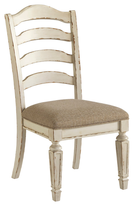 Realyn Chipped White Oval Extendable Round/Oval Ladder Dining Set from Ashley - Luna Furniture