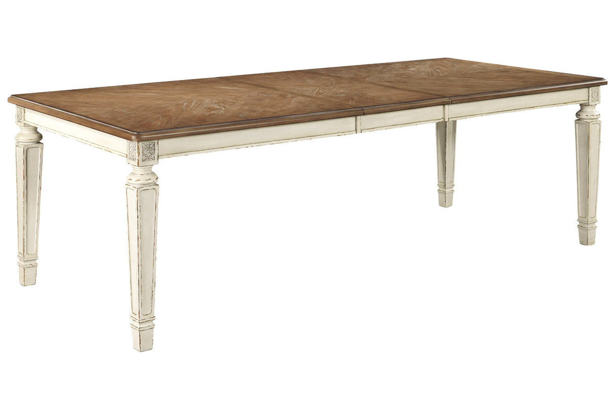 Realyn Chipped White Rectangular Dining Extension Table from Ashley - Luna Furniture
