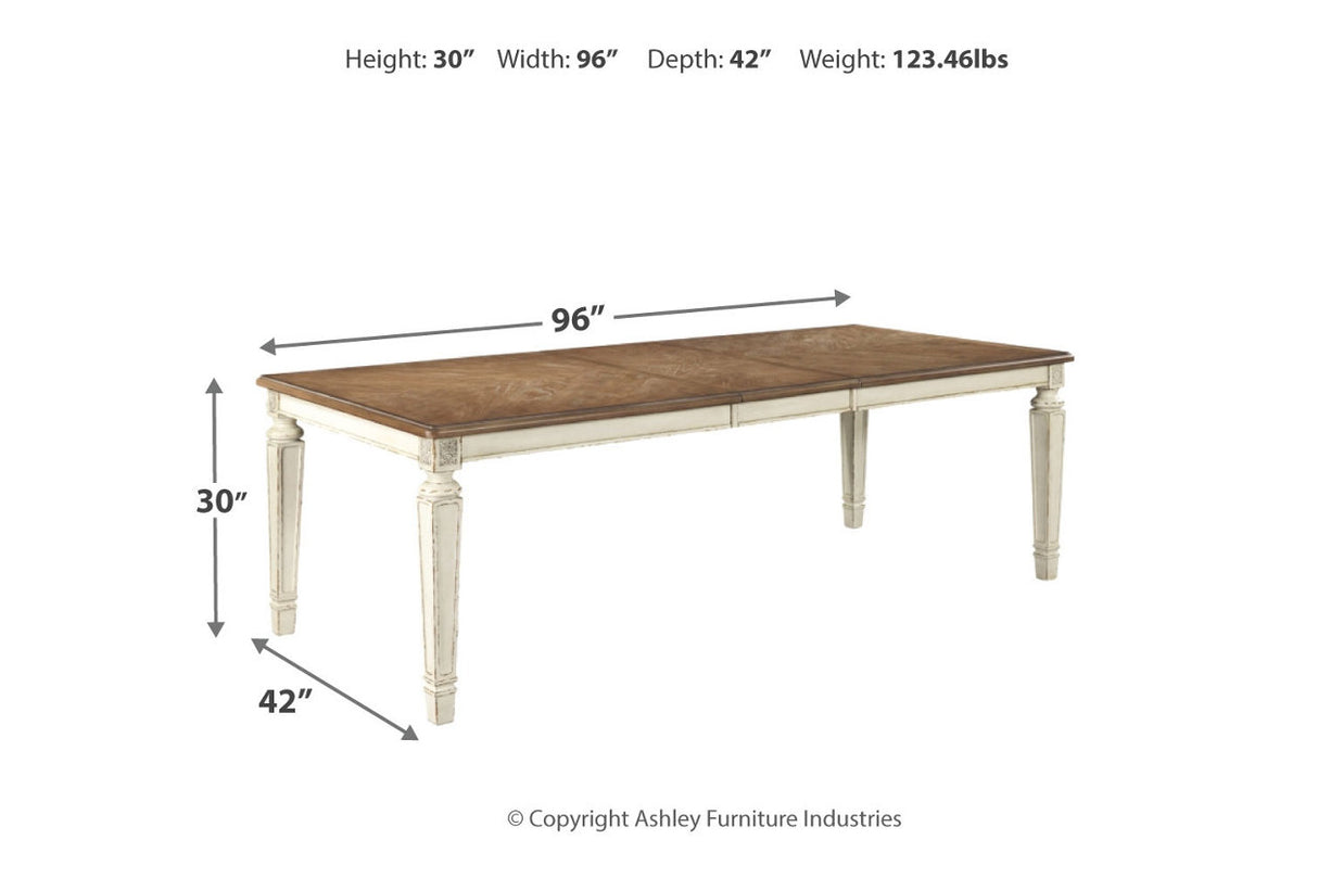 Realyn Chipped White Rectangular Dining Extension Table from Ashley - Luna Furniture