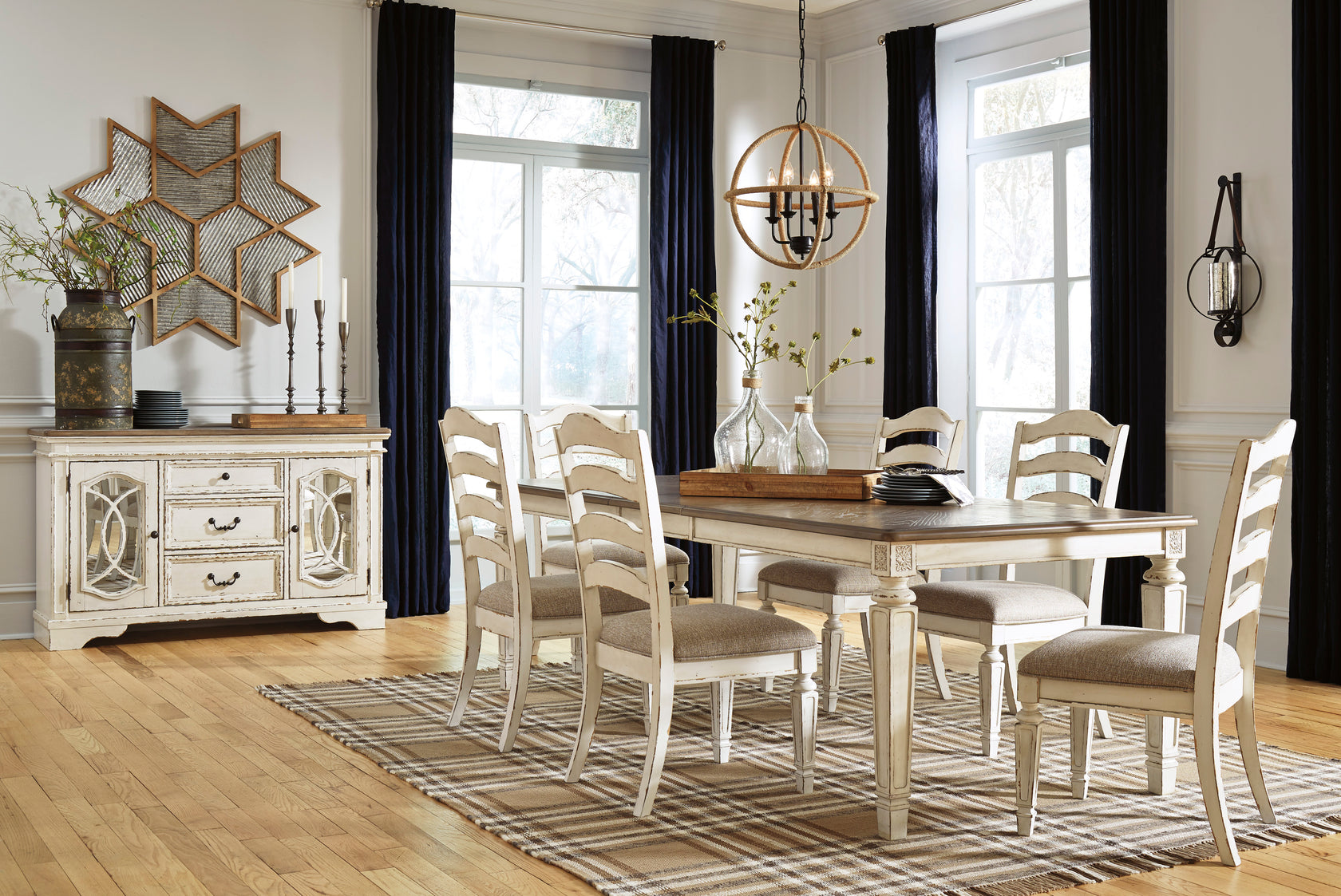 Realyn Chipped White Rectangular Extendable Ladder Dining Set from Ashley - Luna Furniture