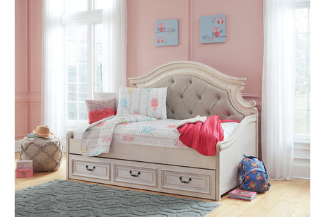 Realyn Chipped White Twin Daybed with 1 Large Storage Drawer from Ashley - Luna Furniture