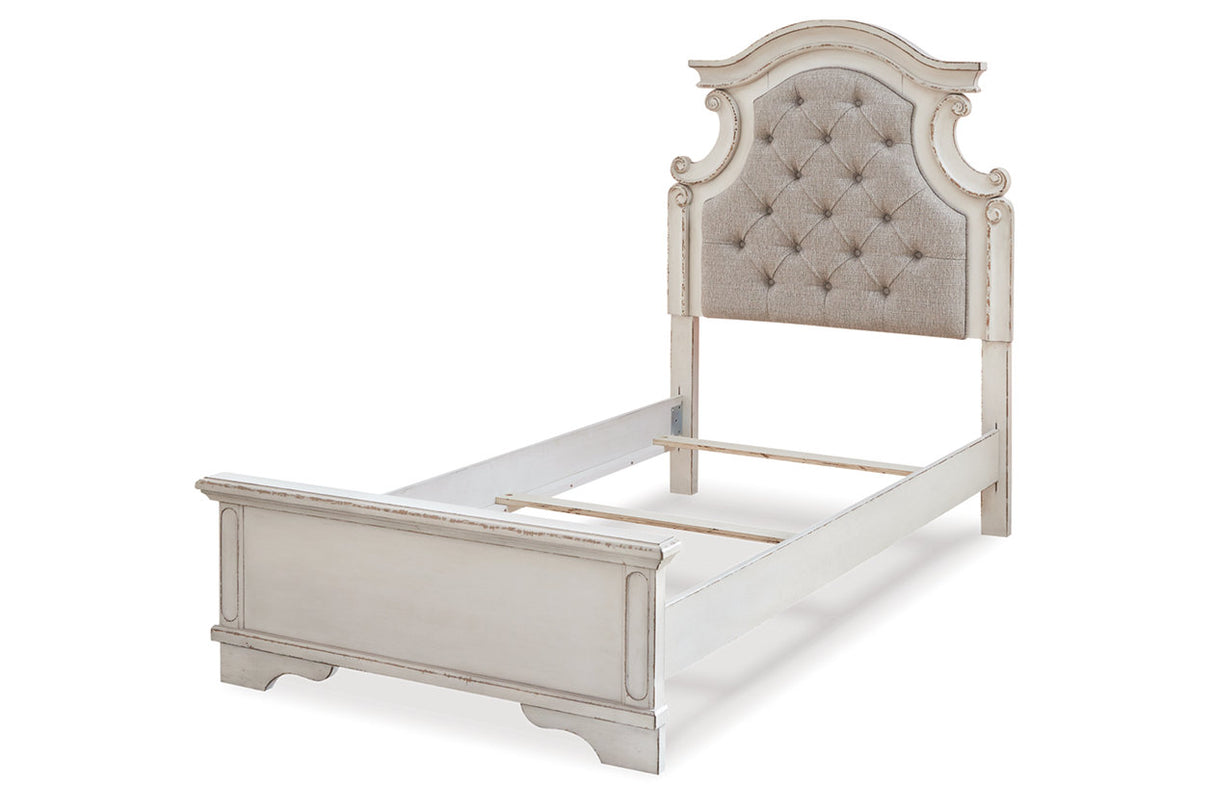 Realyn Chipped White Twin Upholstered Panel Bed from Ashley - Luna Furniture