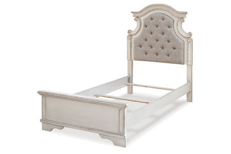 Realyn Chipped White Twin Upholstered Panel Bed from Ashley - Luna Furniture