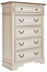 Realyn Chipped White Upholstered Sleigh Bedroom Set from Ashley - Luna Furniture