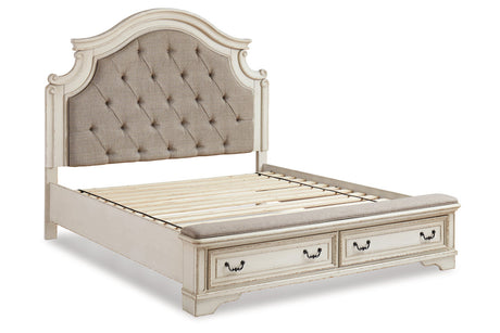 Realyn Two-tone King Upholstered Storage Platform Bed with Footboard Bench from Ashley - Luna Furniture