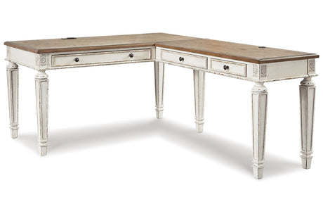 Realyn White/Brown 2-Piece Home Office Desk from Ashley - Luna Furniture