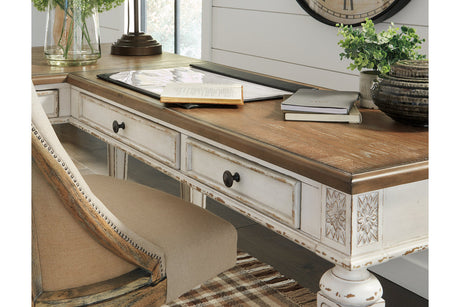 Realyn White/Brown 2-Piece Home Office Desk from Ashley - Luna Furniture