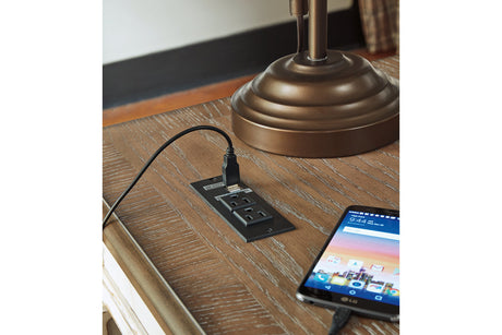 Realyn White/Brown 2-Piece Home Office Lift Top Desk from Ashley - Luna Furniture