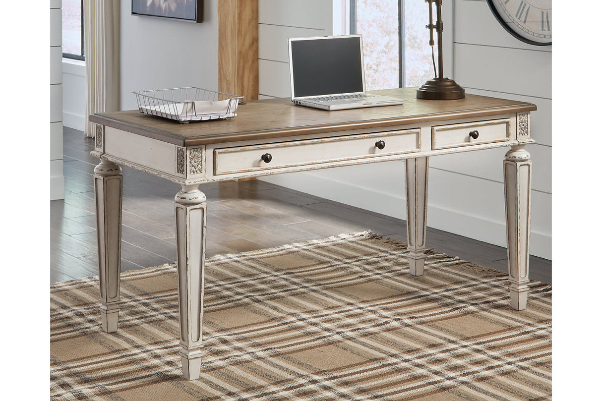 Realyn White/Brown 60" Home Office Desk from Ashley - Luna Furniture
