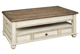 Realyn White/Brown Coffee Table with Lift Top from Ashley - Luna Furniture