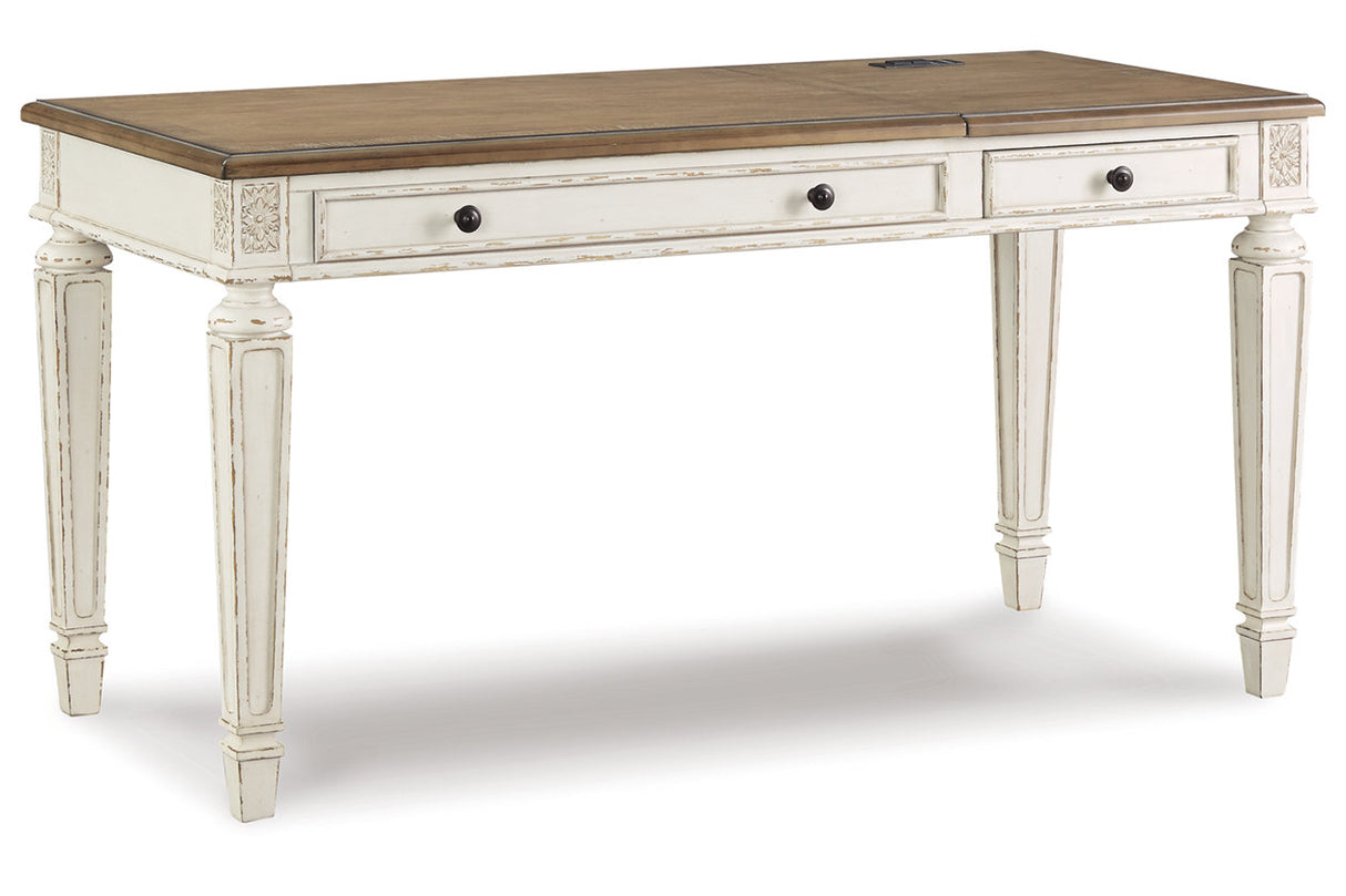 Realyn White/Brown Home Office Lift Top Desk from Ashley - Luna Furniture