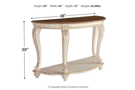 Realyn White/Brown Sofa Table from Ashley - Luna Furniture