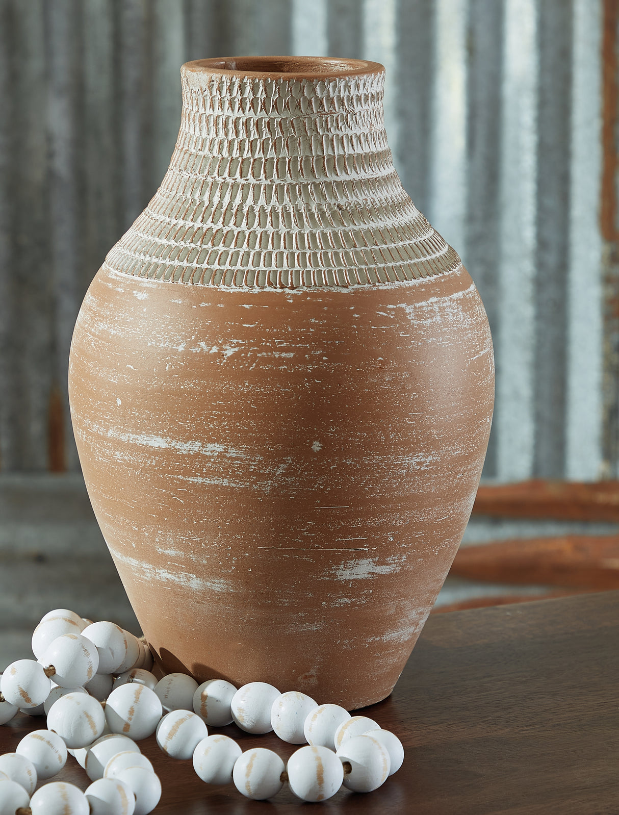 Reclove Distressed White Vase from Ashley - Luna Furniture
