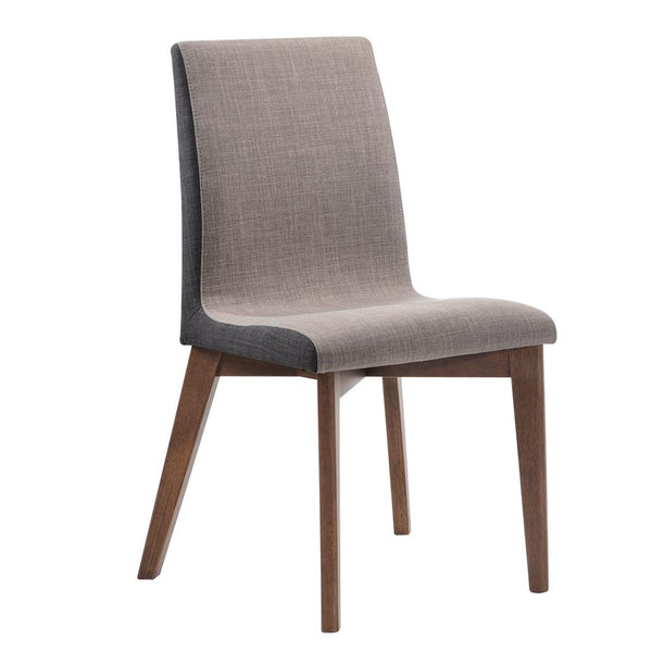 Redbridge Gray and Natural Walnut Upholstered Side Chairs, Set of 2