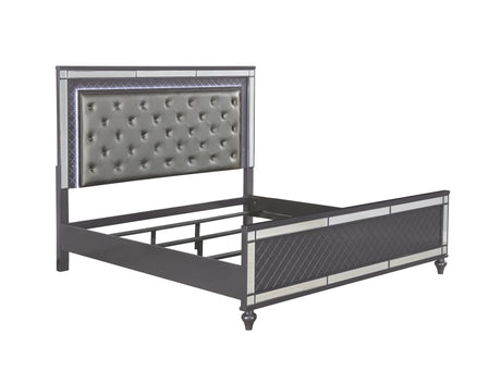 Refino Gray LED Upholstered Panel Bedroom Set from Crown Mark - Luna Furniture