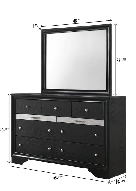 Regata Black/Silver Bedroom Mirror (Mirror Only) from Crown Mark - Luna Furniture