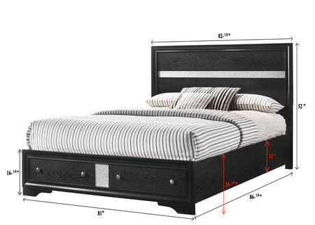 Regata Black/Silver King Storage Platform Bed from Crown Mark - Luna Furniture