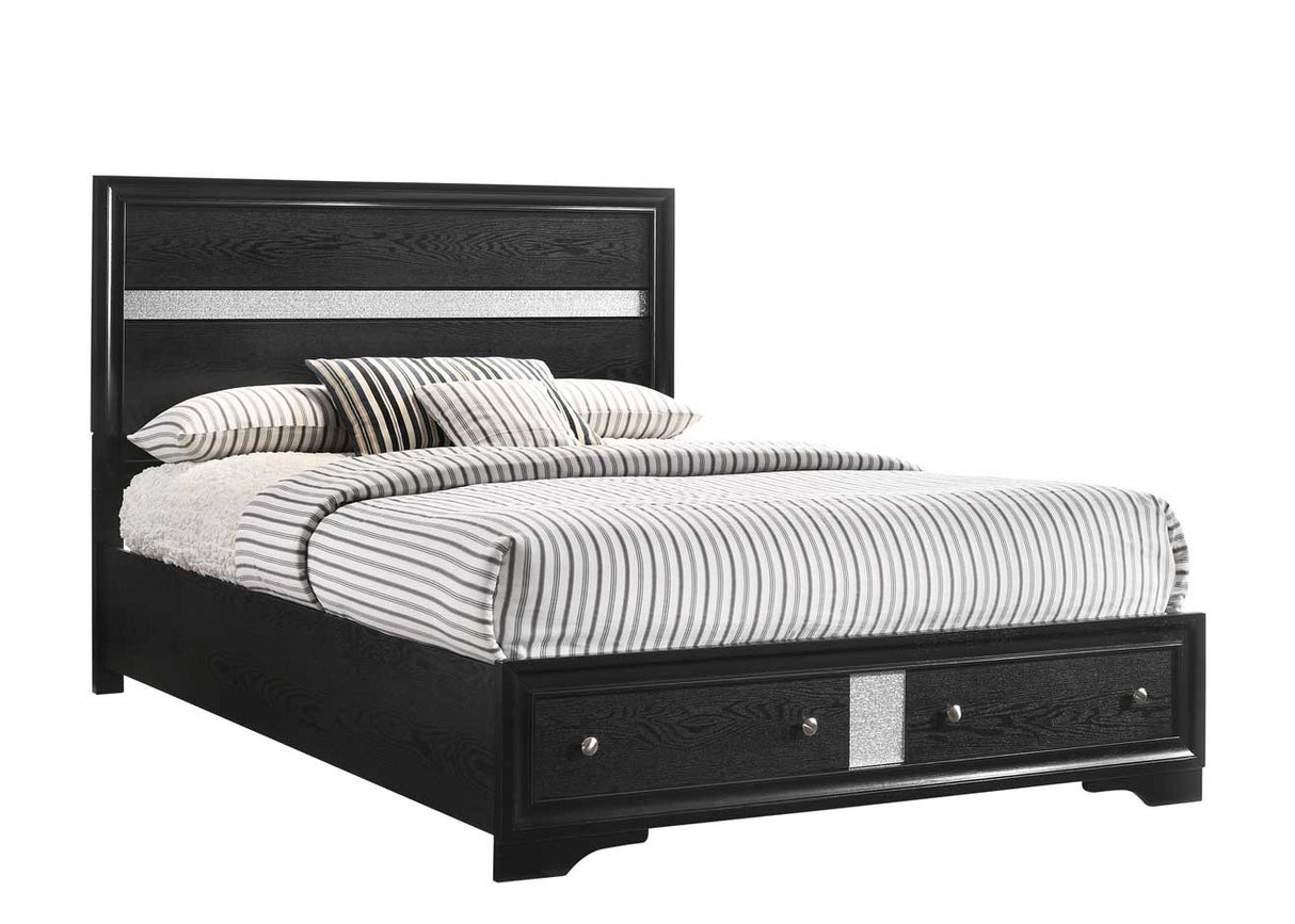 Regata Black/Silver King Storage Platform Bed from Crown Mark - Luna Furniture