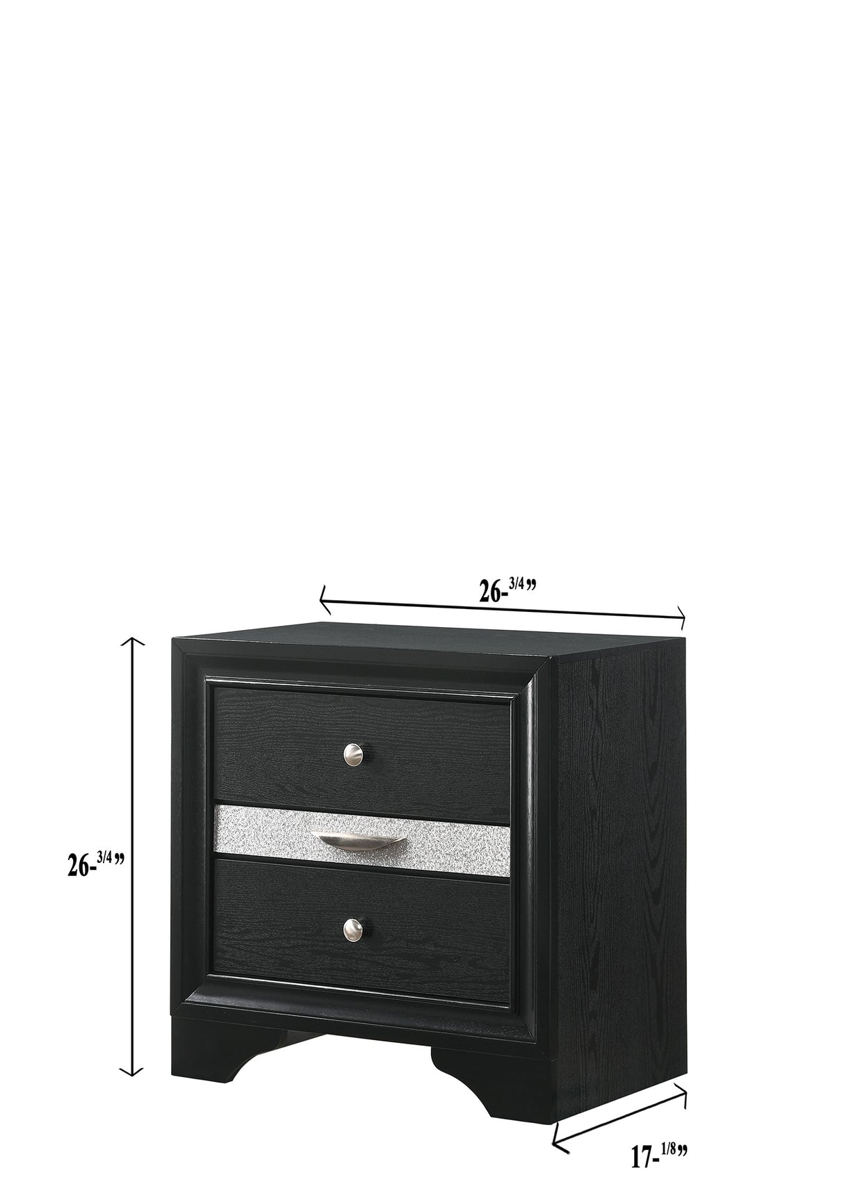 Regata Black/Silver Nightstand from Crown Mark - Luna Furniture