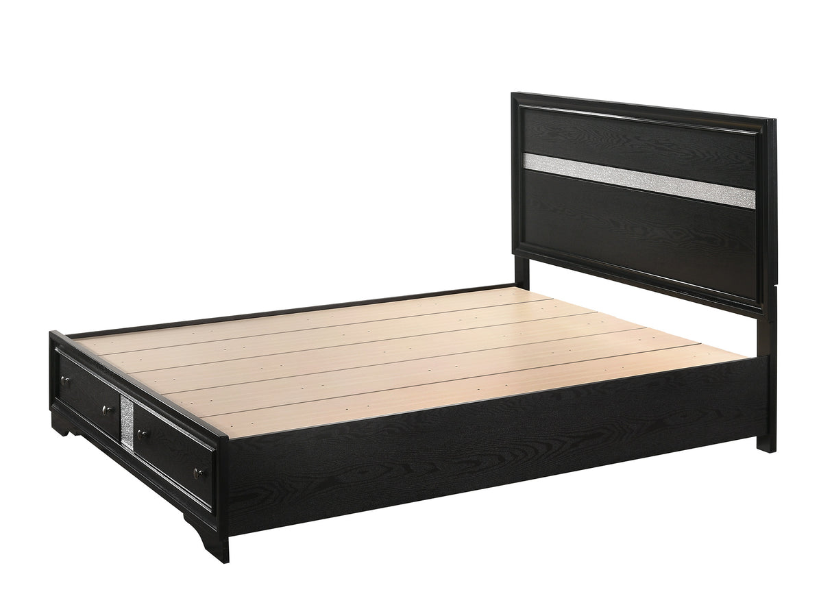 Regata Black/Silver Queen Storage Platform Bed from Crown Mark - Luna Furniture