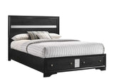 Regata Black/Silver Queen Storage Platform Bed from Crown Mark - Luna Furniture