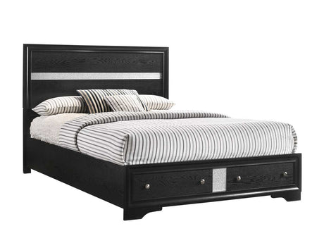 Regata Black/Silver Queen Storage Platform Bed from Crown Mark - Luna Furniture