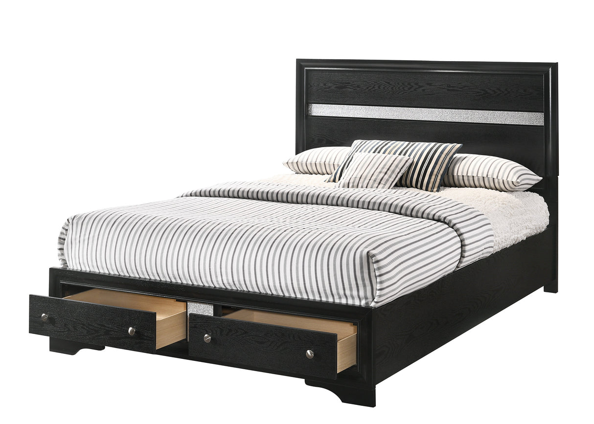 Regata Black/Silver Storage Platform Bedroom Set from Crown Mark - Luna Furniture