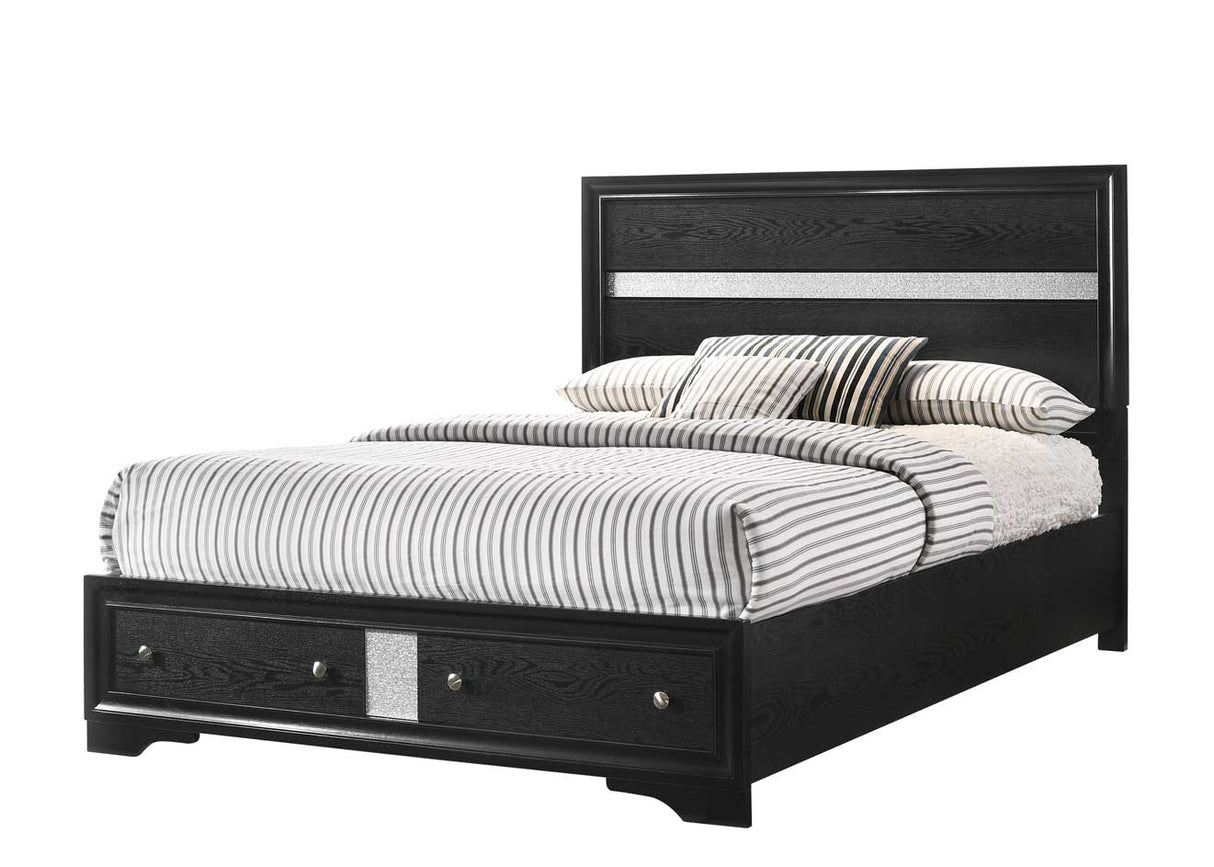 Regata Black/Silver Storage Platform Bedroom Set from Crown Mark - Luna Furniture