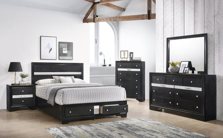 Regata Black/Silver Storage Platform Bedroom Set from Crown Mark - Luna Furniture