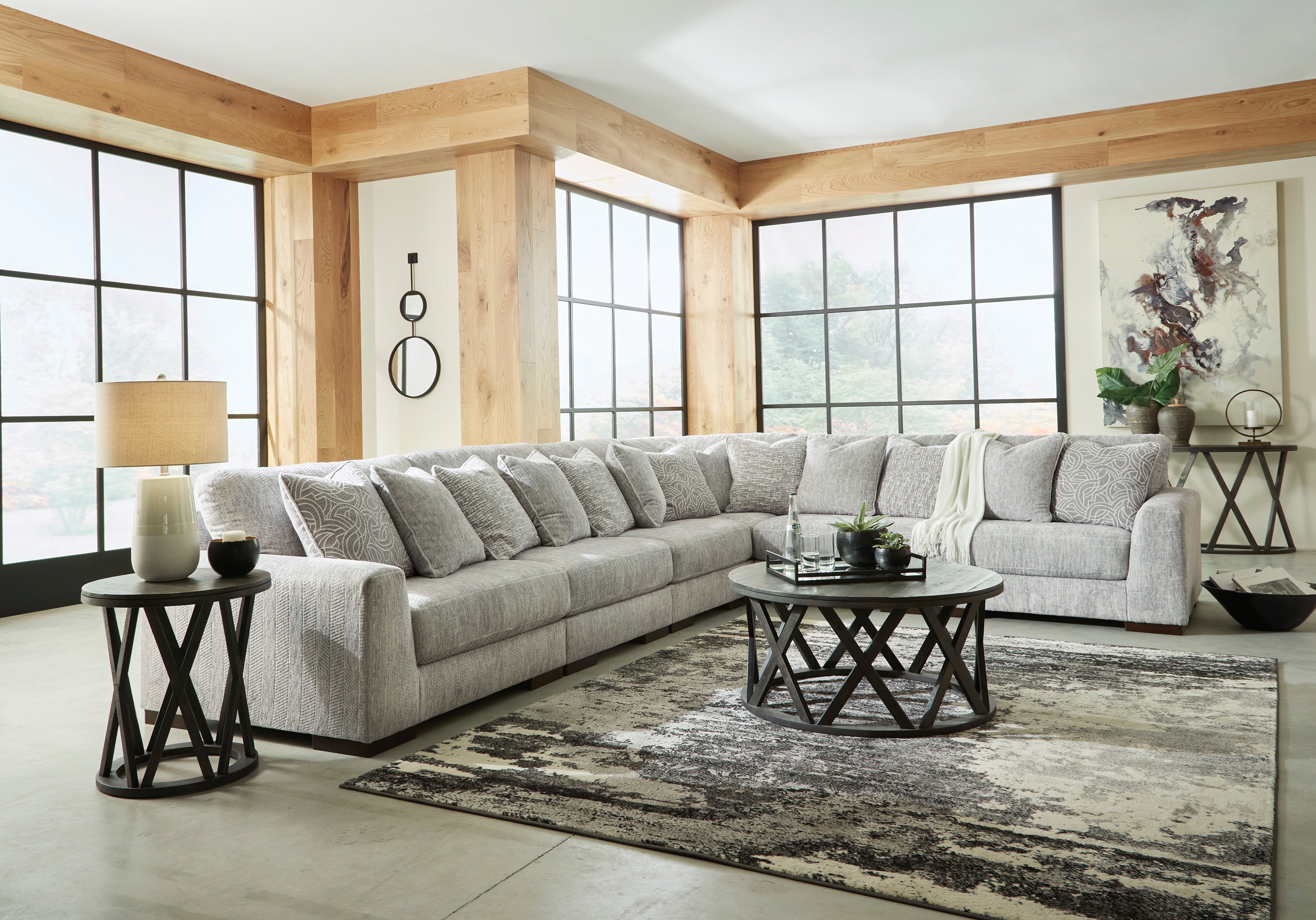 Regent Park Pewter 6-Piece Sectional – Luna Furniture
