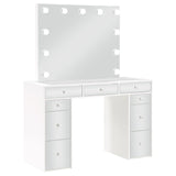 Regina White 3-Piece Makeup Vanity Table Set Hollywood Lighting and Mirror from Coaster - Luna Furniture