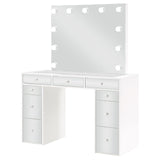 Regina White 3-Piece Makeup Vanity Table Set Hollywood Lighting and Mirror from Coaster - Luna Furniture