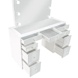 Regina White 3-Piece Makeup Vanity Table Set Hollywood Lighting and Mirror from Coaster - Luna Furniture