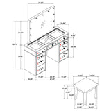 Regina White 3-Piece Makeup Vanity Table Set Hollywood Lighting and Mirror from Coaster - Luna Furniture