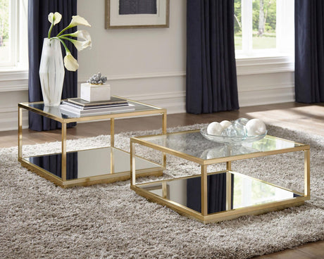 Renee Rose Brass 2-Piece Square Occasional Set from Coaster - Luna Furniture