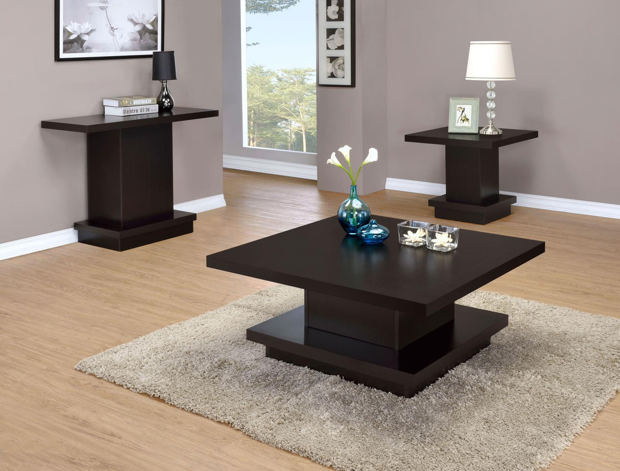 Reston Cappuccino Pedestal Sofa Table from Coaster - Luna Furniture