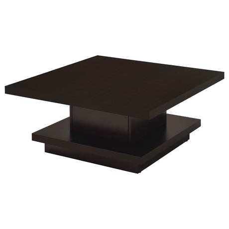 Reston Cappuccino Pedestal Square Coffee Table from Coaster - Luna Furniture