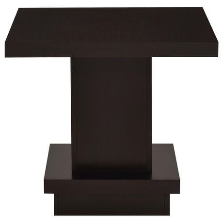 Reston Cappuccino Pedestal Square End Table from Coaster - Luna Furniture