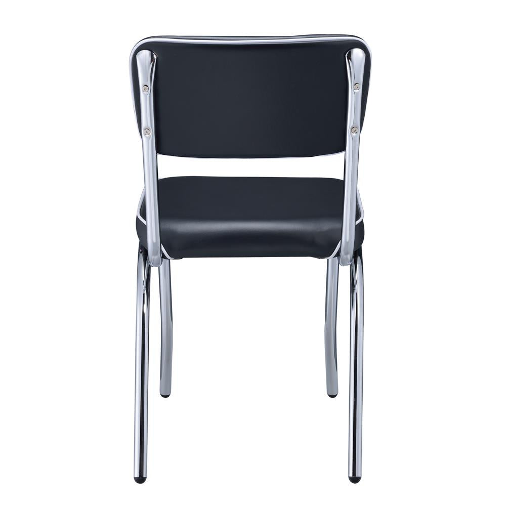 Coaster Retro Open Back Side Chairs Black and Chrome (Set of 2