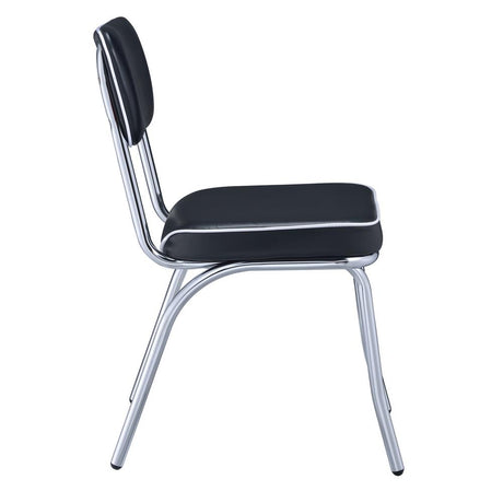 Retro Black and Chrome Open Back Side Chairs, Set of 2 from Coaster - Luna Furniture
