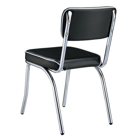 Retro Black and Chrome Open Back Side Chairs, Set of 2 from Coaster - Luna Furniture