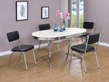 Retro Glossy White and Black 5-Piece Oval Dining Set from Coaster - Luna Furniture