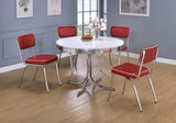 Retro Glossy White and Red 5-Piece Round Dining Set from Coaster - Luna Furniture