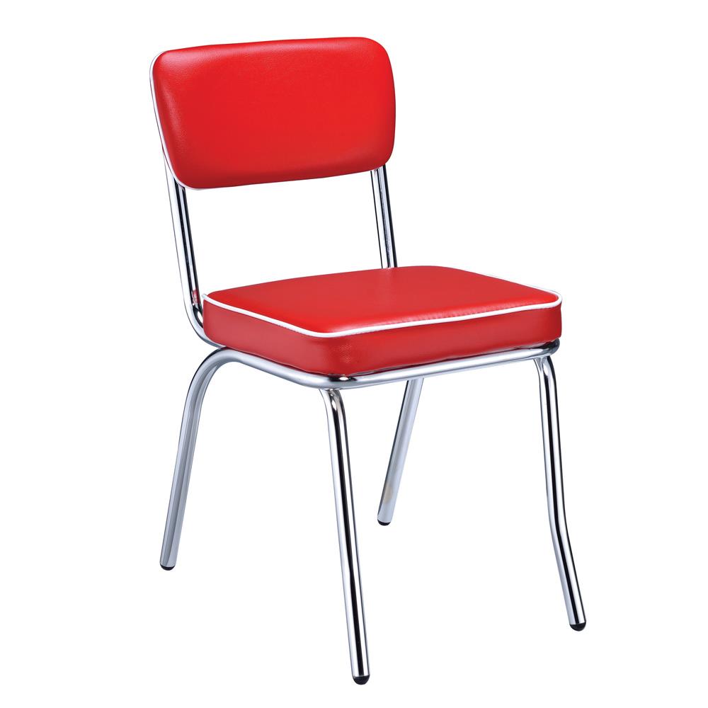 Coaster Retro Open Back Side Chairs Red and Chrome (Set of 2