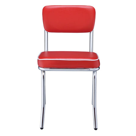 Retro Red and Chrome Open Back Side Chairs, Set of 2 from Coaster - Luna Furniture