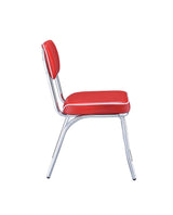 Retro Red and Chrome Open Back Side Chairs, Set of 2 from Coaster - Luna Furniture