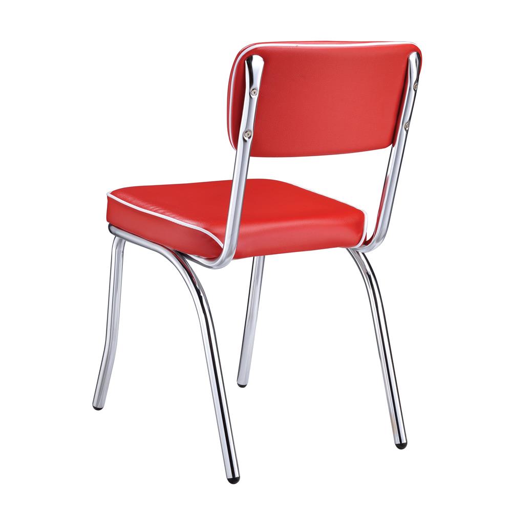 昭和レトロ　ビンテージ　レッド　ファブリック　レトロチェア　4脚セット　nZ Retro Open Back Side Chairs Red and Chrome (Set of 2) - Luna Furniture