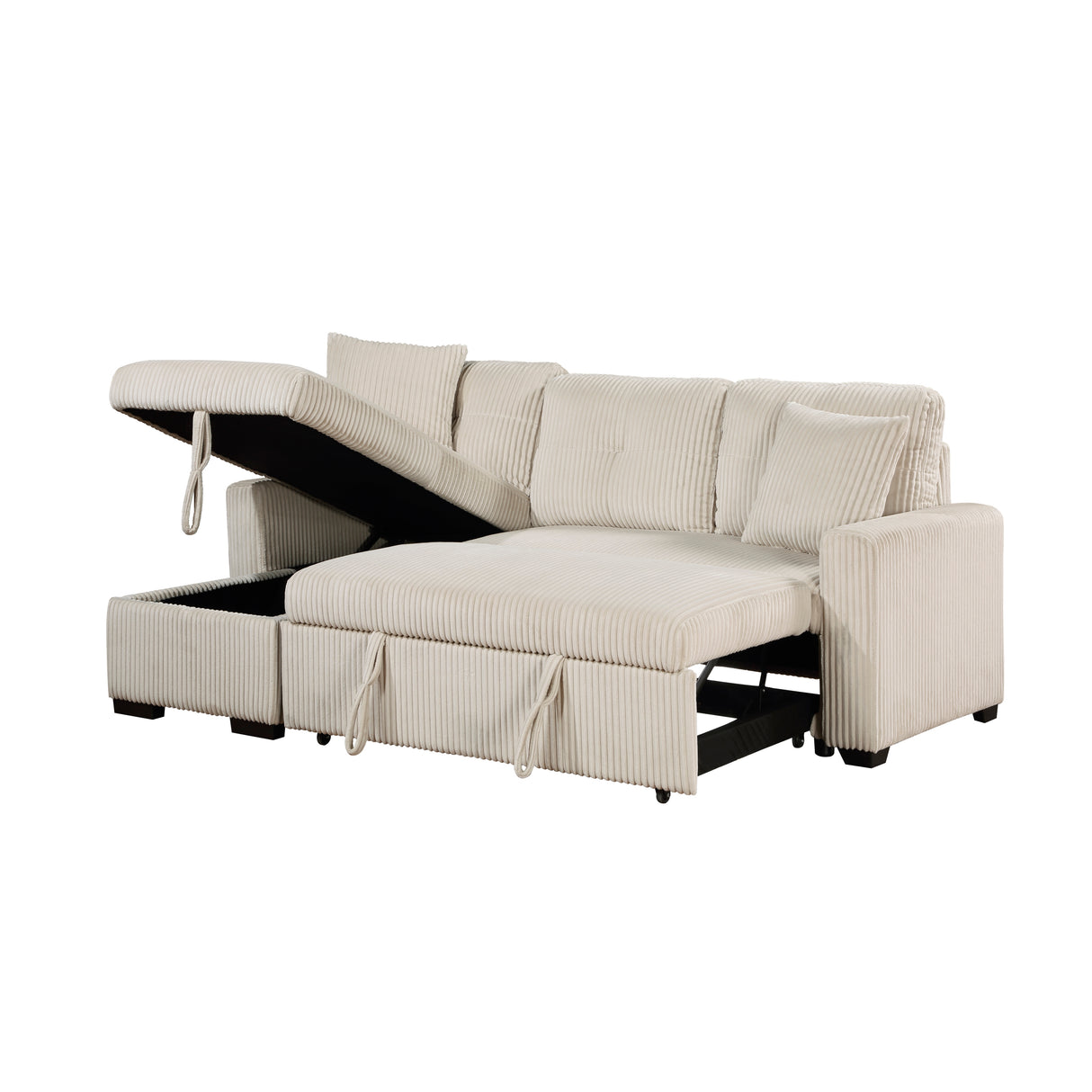 Rhett Beige 3-Piece Reversible Sectional with Pull-out Bed and Hidden Storage from Homelegance - Luna Furniture