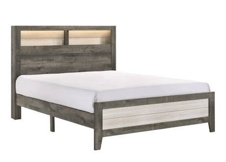 Rhett Brown/Cream LED Bookcase Platform Bedroom Set from Crown Mark - Luna Furniture