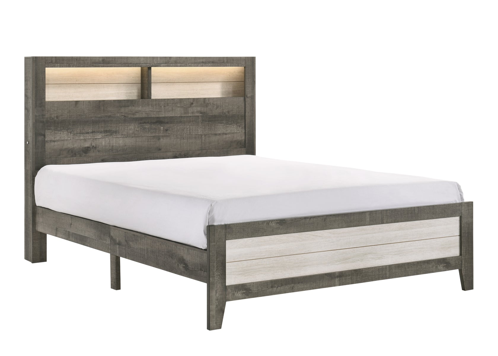 Rhett Brown/Cream Queen LED Platform Bed from Crown Mark - Luna Furniture